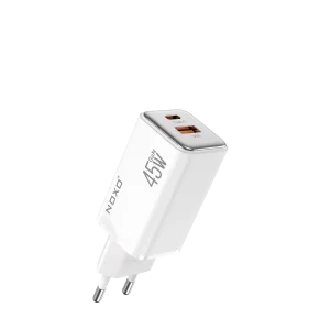 شارژر دیواری GaN 45 وات دو پورت نوکسو مدل CHN-8 | شارژ فوق سریع با پورت USB-C و USB-A