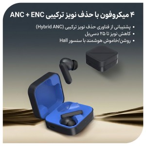قیمت و خرید هدفون بلوتوثی نویز کنسلینگ نوکسو مدل TN‑8 با ANC+ENC و 4 میکروفون