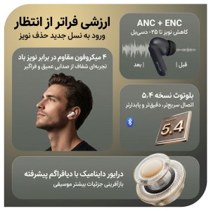 قیمت و خرید هدفون بلوتوثی نویز کنسلینگ نوکسو مدل TN‑8 با ANC+ENC و 4 میکروفون