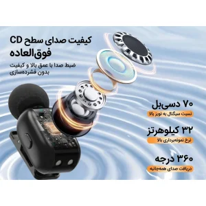میکروفون بی‌ سیم یقه‌ای نوکسو مدل MC‑N1 دو میکروفونه با اتصال USB‑C و نویز کنسلینگ