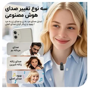 میکروفون بی‌ سیم یقه‌ای نوکسو مدل MC‑N1 دو میکروفونه با اتصال USB‑C و نویز کنسلینگ
