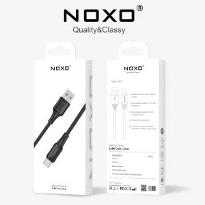 کابل USB‑A به Type‑C نوکسو مدل CN‑8 | کابل شارژ 2.4A سیلیکونی 1 متری
