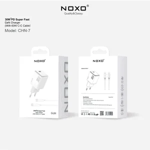 شارژر دیواری ۳۰ وات نوکسو مدل EU CHN-7 | فست شارژ PD به همراه کابل تایپ سی