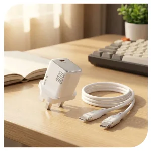 شارژر دیواری GaN 30 وات PD نوکسو مدلCHN-7 | پین UK، شارژ سریع USB-C