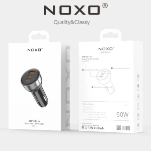 شارژر فندکی نوکسو مدل CCN‑8 | توان 60 وات | 2×USB‑C + 1×USB‑A | شارژ فوق سریع خودرو