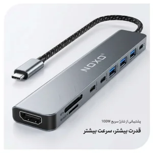 هاب 9 پورت Type‑C نوکسو مدل HUB‑N1 | مبدل 9 در1 با HDMI 4K، PD 100W و USB 5Gbps