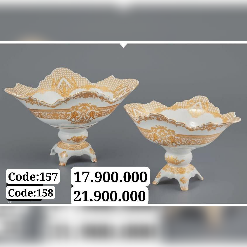 کشکول پایه دار بزرگ طرح آنجل طلایی158