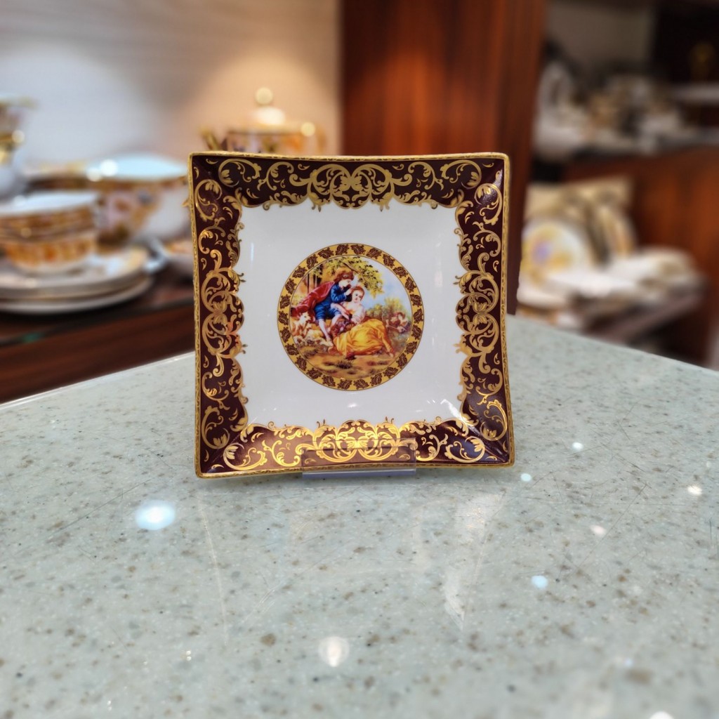 پیش دستی میوه خوری چهارگوش لیلی مجنون زرشکی6059