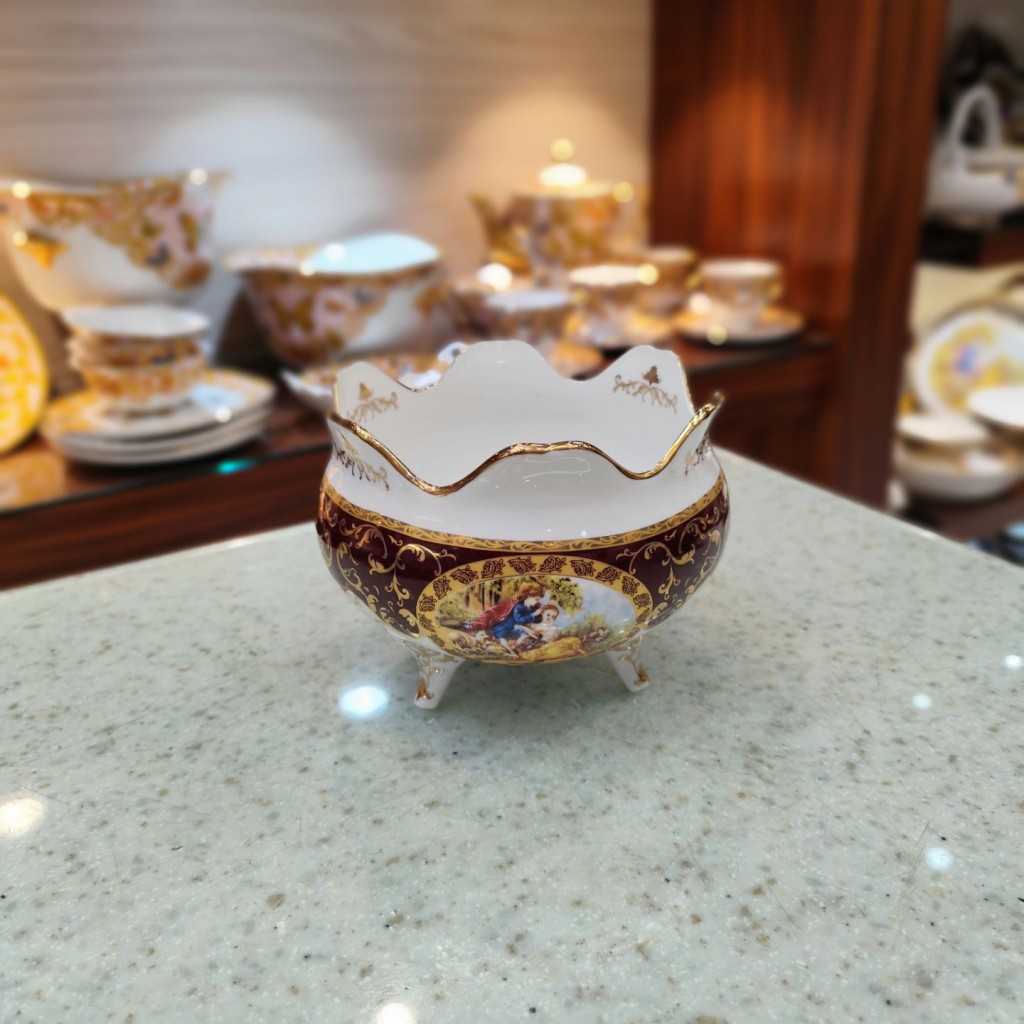 کاسه سه پایه کوچک لیلی مجنون زرشکی6038