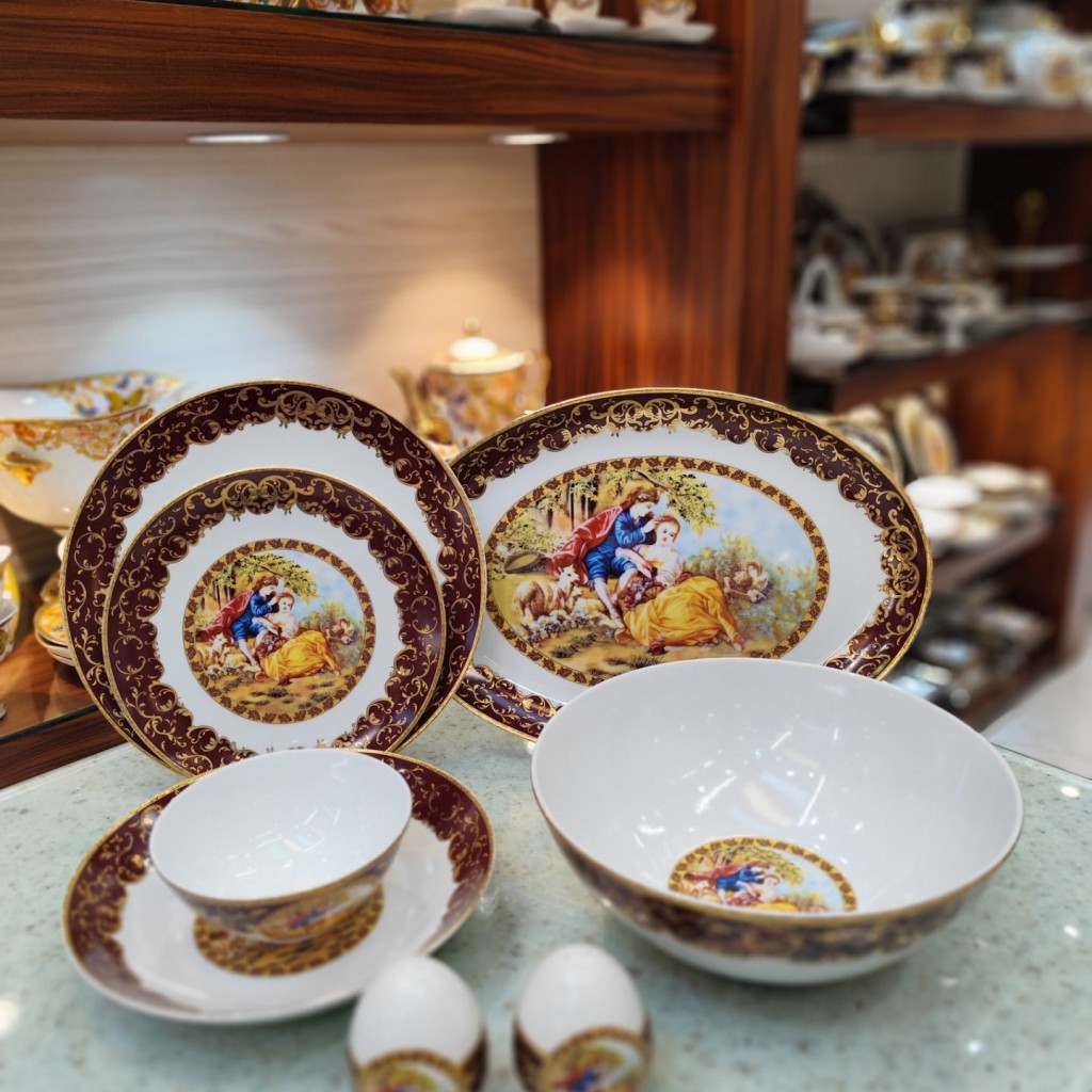 سرویس غذاخوری 6نفره 28پارچه لیلی مجنون زرشکی6000