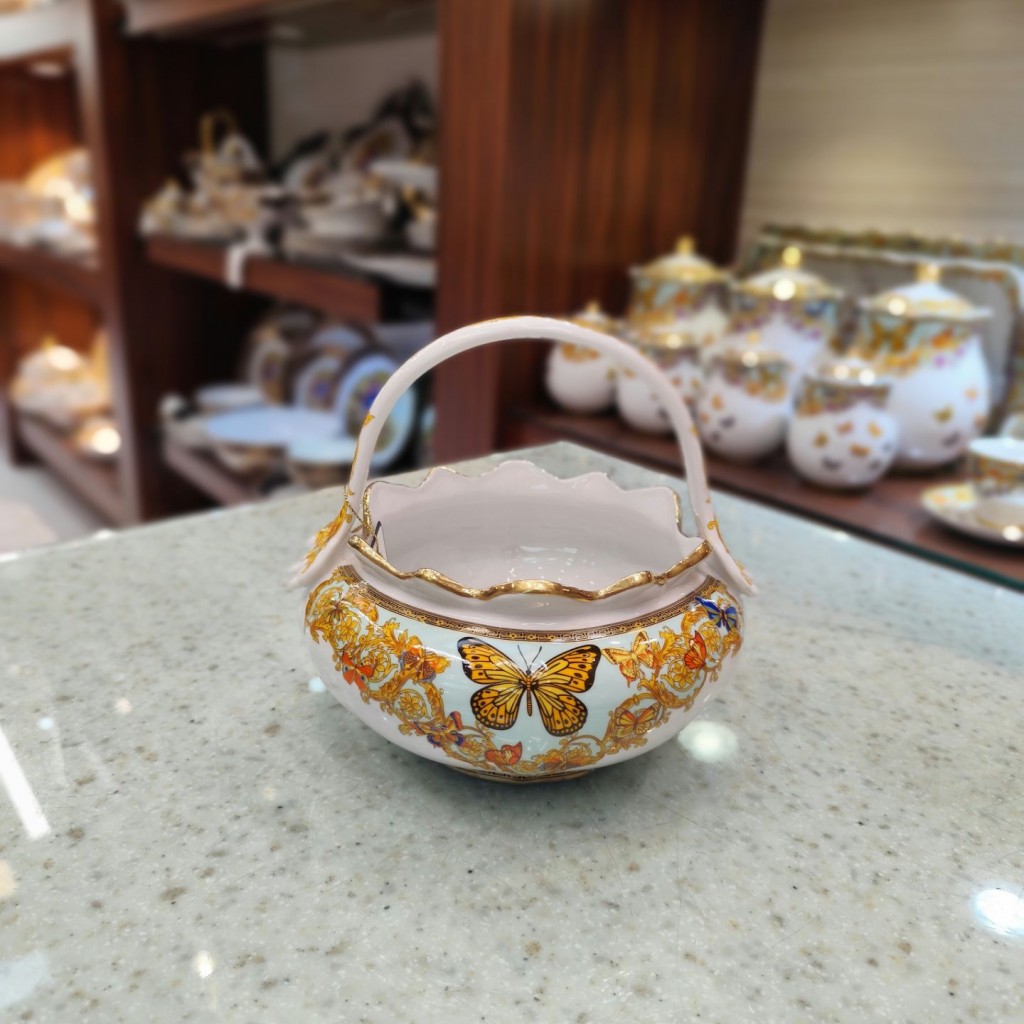 شکلات خوری سبدی طرح پروانه فیروزه ای55511