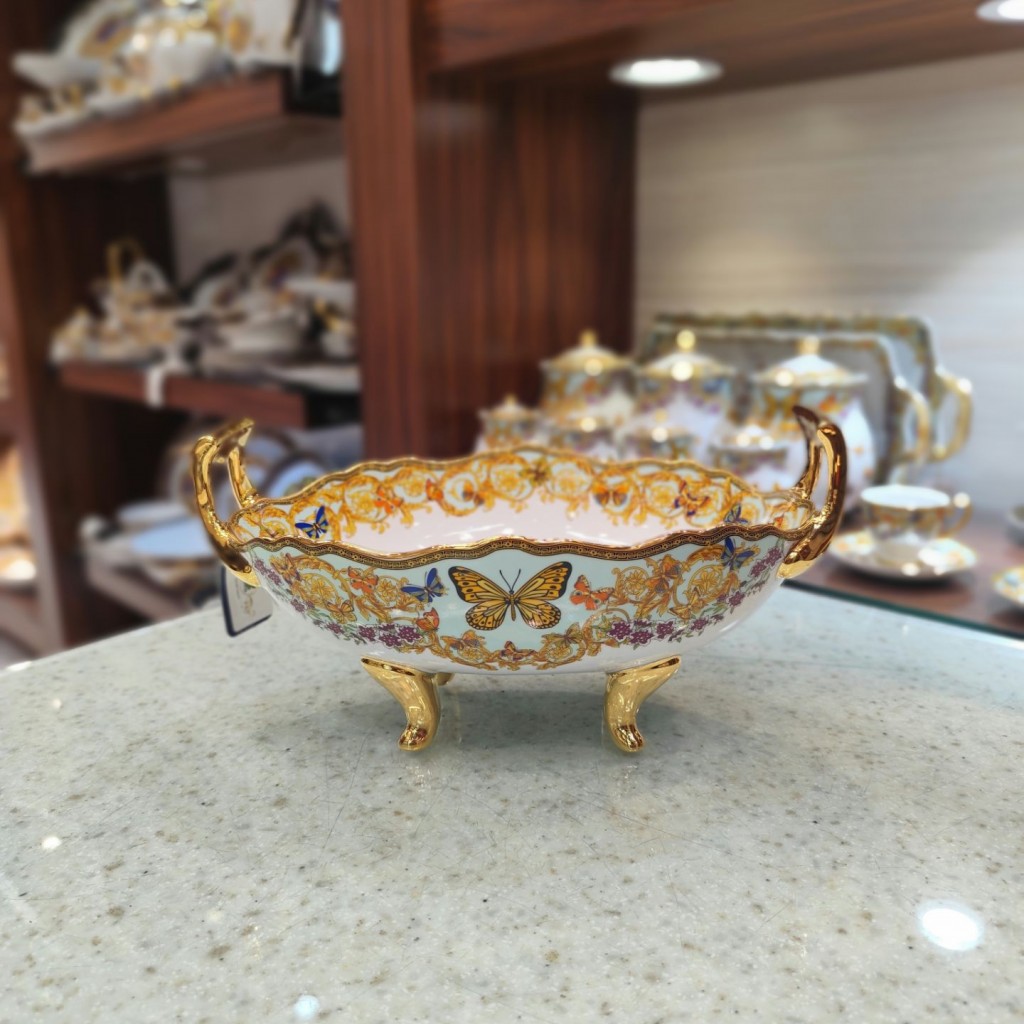 کشکول کلاسیک طرح پروانه فیروزه ای55508