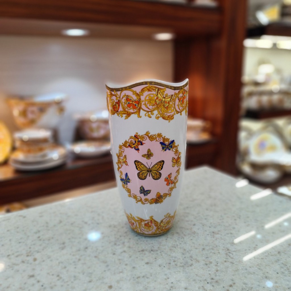 گلدان استوانه کوچک طرح پروانه صورتی55340