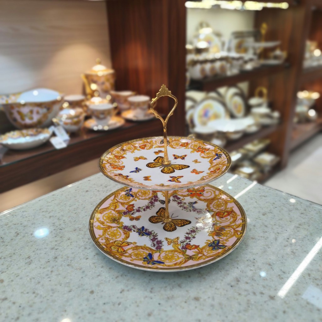 شیرینی خوری دو طبقه ی پروانه صورتی55335