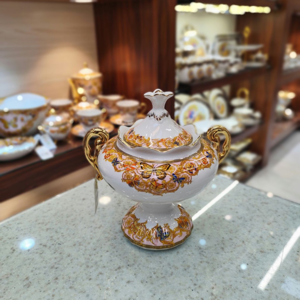 شکلات خوری پایه دار طرح پروانه صورتی55307