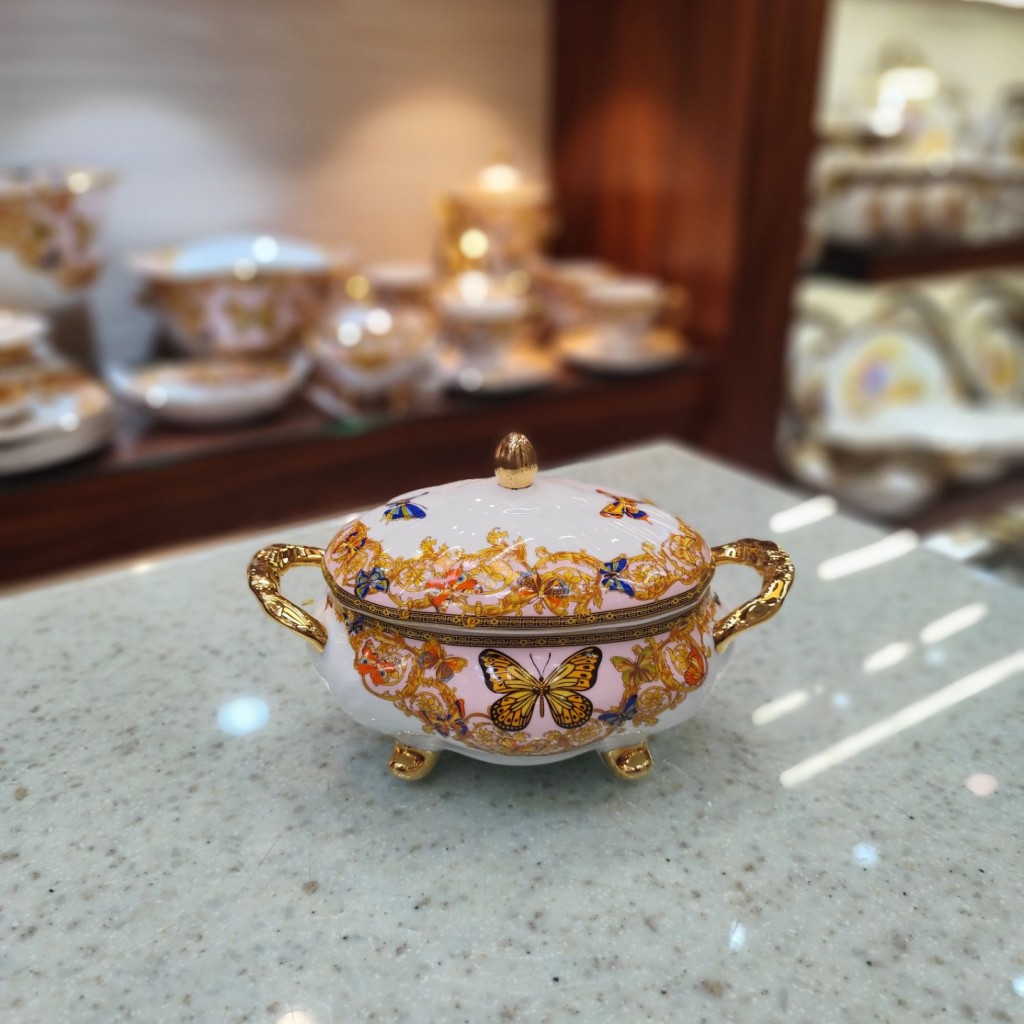 شکلات خوری بیضی طرح پروانه صورتی55313