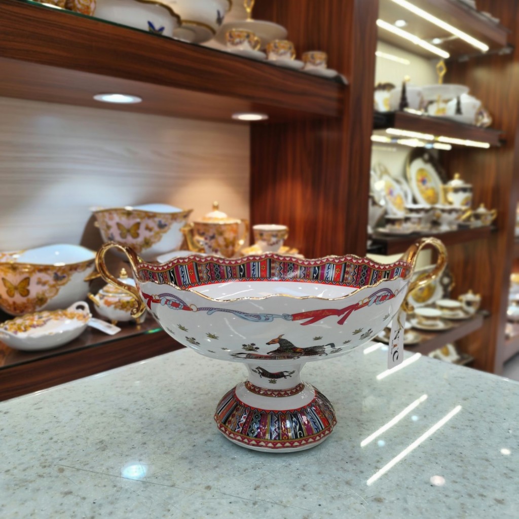 کشکول کلاسیک بیضی پایه دارطرح هرمس9015