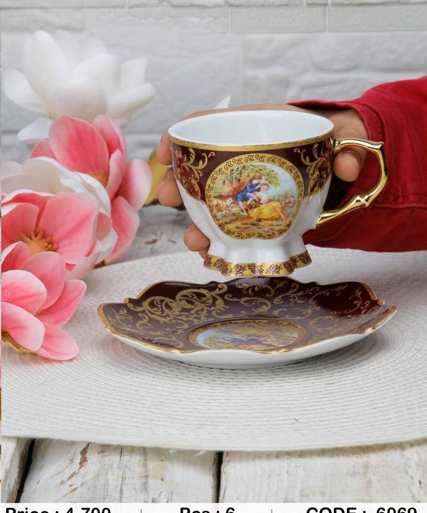 فنجان و نعلبکی چایخوری لیلی مجنون زرشکی6069