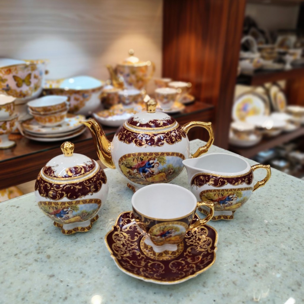 سرویس چایخوری17پارچه لیلی مجنون زرشکی6068