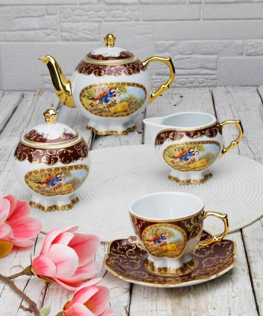 سرویس چایخوری17پارچه لیلی مجنون زرشکی6068