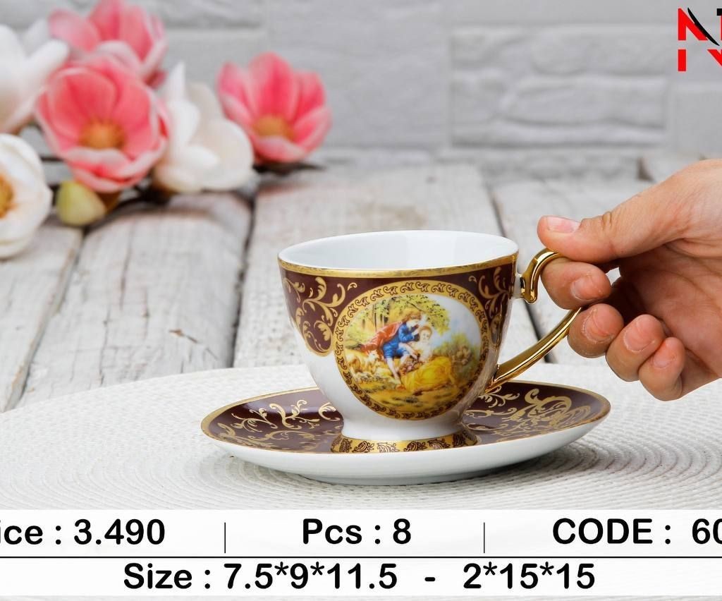 فنجان نعلبکی چایخوری لیلی مجنون زرشکی 6049