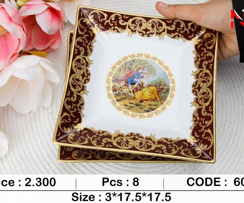 پیش دستی میوه خوری چهارگوش لیلی مجنون زرشکی6059