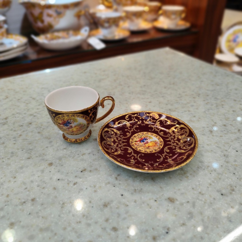 فنجان نعلبکی قهوه خوری لیلی مجنون زرشکی6048