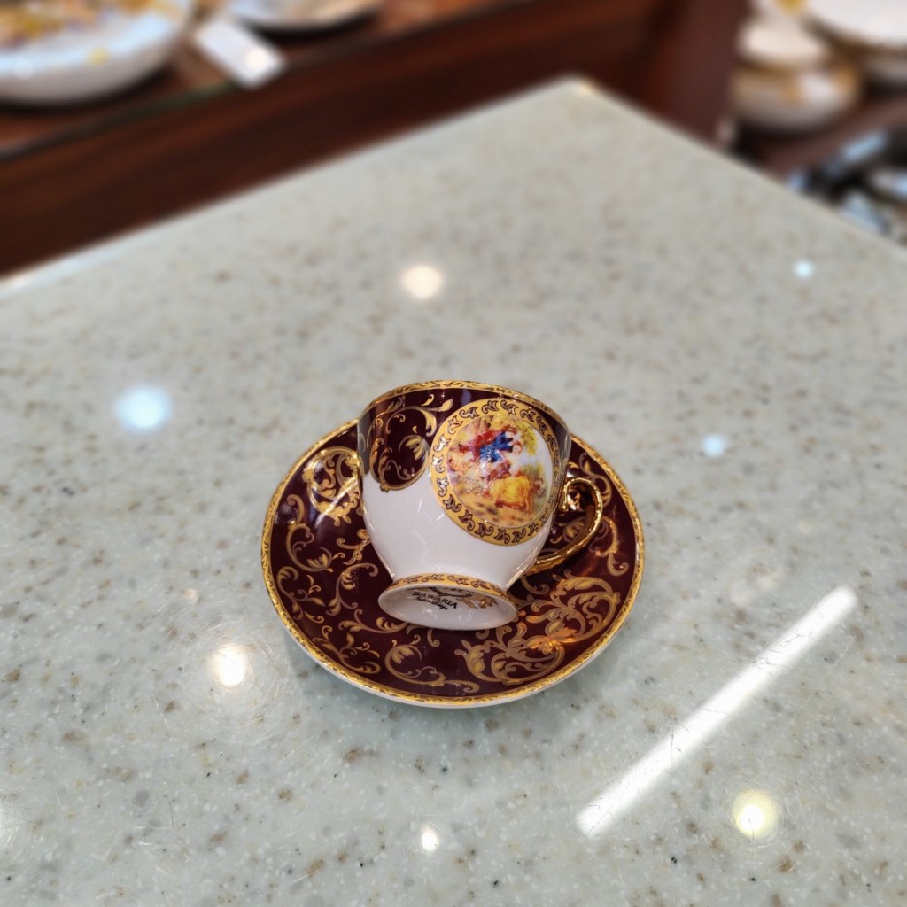 فنجان نعلبکی قهوه خوری لیلی مجنون زرشکی6048