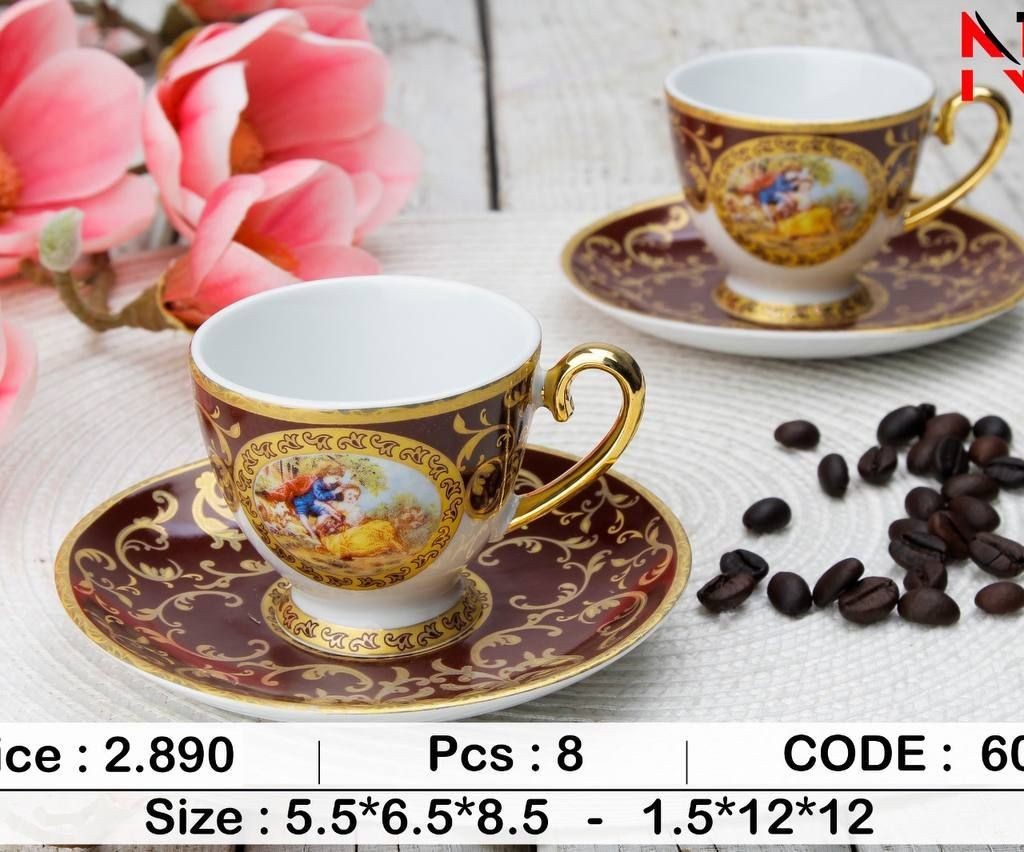 فنجان نعلبکی قهوه خوری لیلی مجنون زرشکی6048