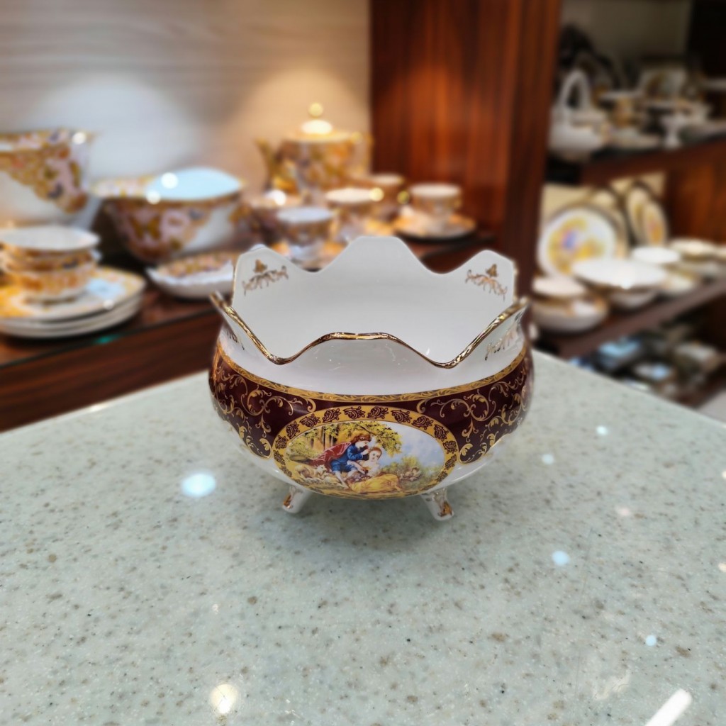 کاسه سه پایه متوسط لیلی مجنون زرشکی6039