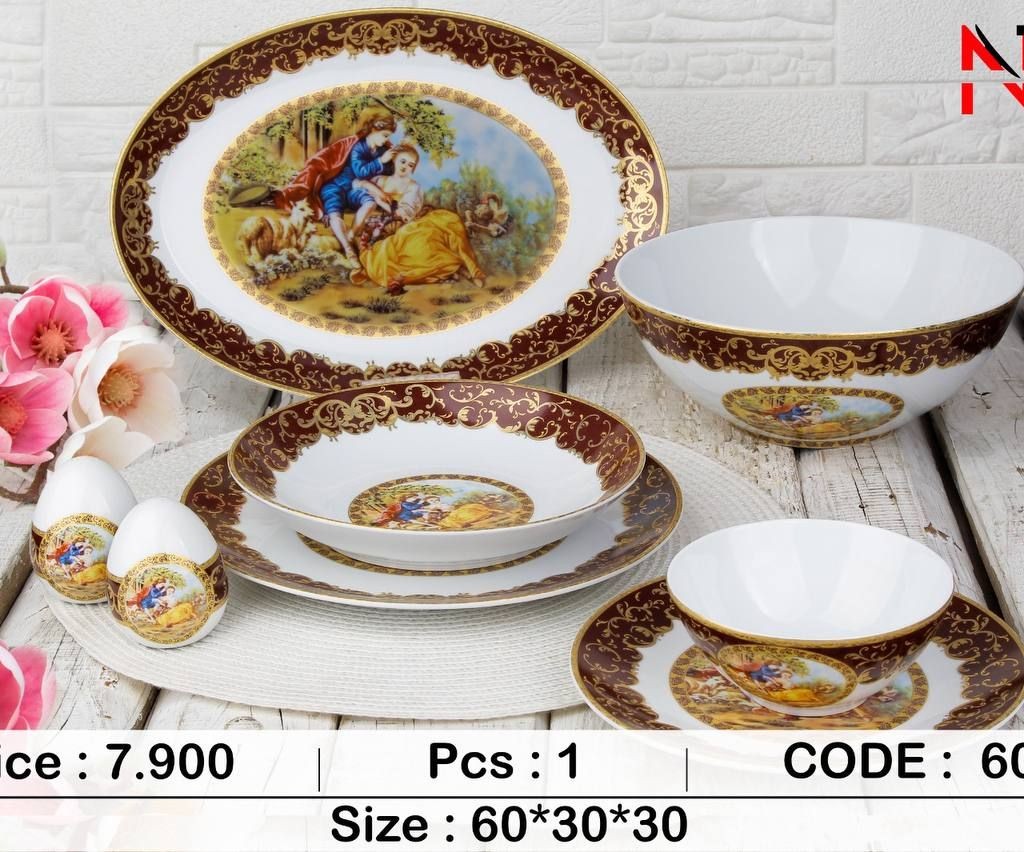 سرویس غذاخوری 6نفره 28پارچه لیلی مجنون زرشکی6000