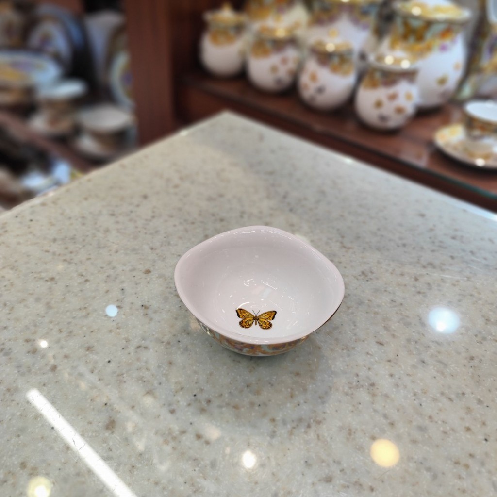 پیاله ویولا طرح پروانه فیروزه ای55523