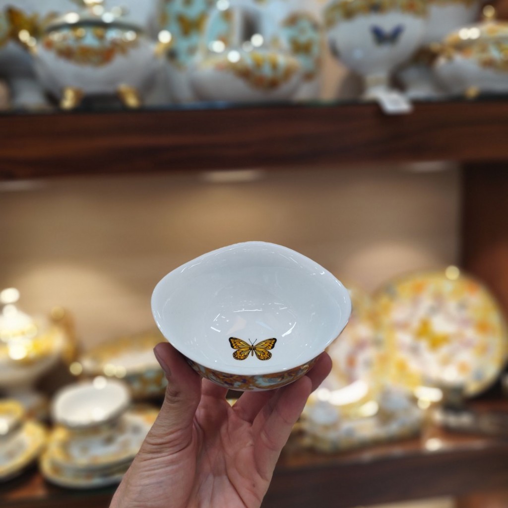 پیاله ویولا طرح پروانه فیروزه ای55523