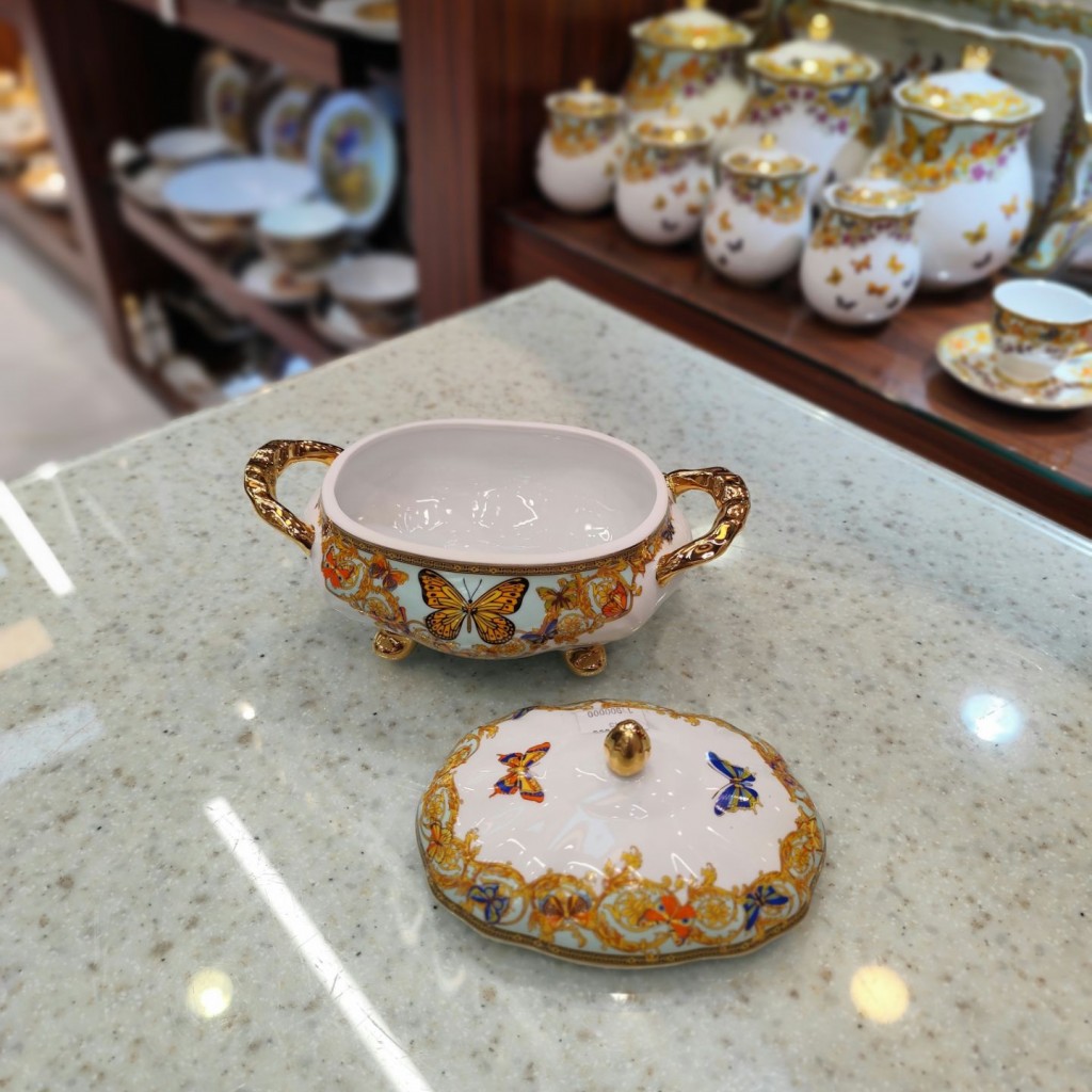 شکلات خوری بیضی طرح پروانه فیروزه ای55513