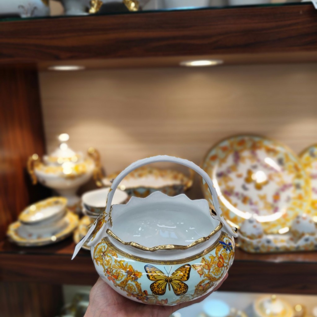 شکلات خوری سبدی طرح پروانه فیروزه ای55511