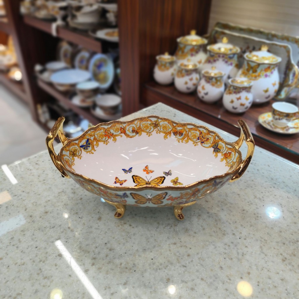 کشکول کلاسیک طرح پروانه فیروزه ای55508