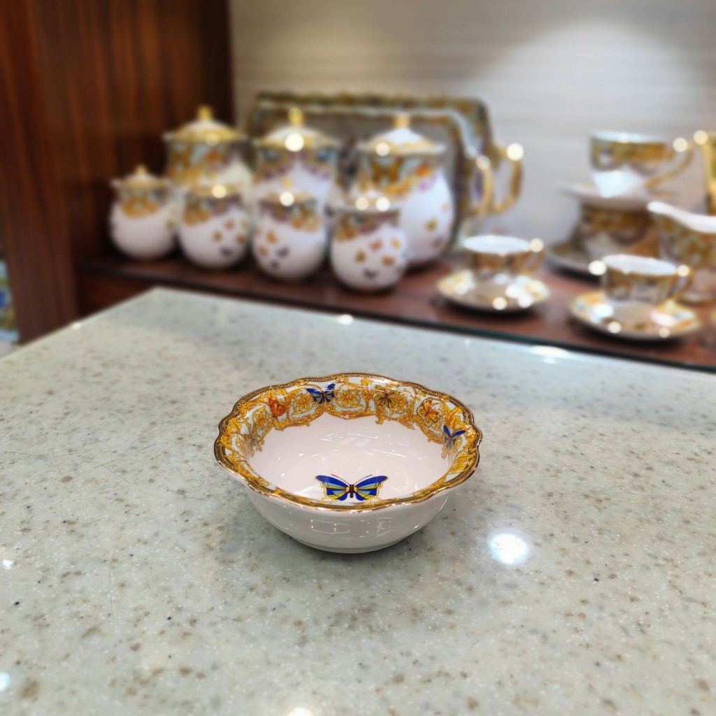 پیاله دالبردارطرح پروانه فیروزه ای55505