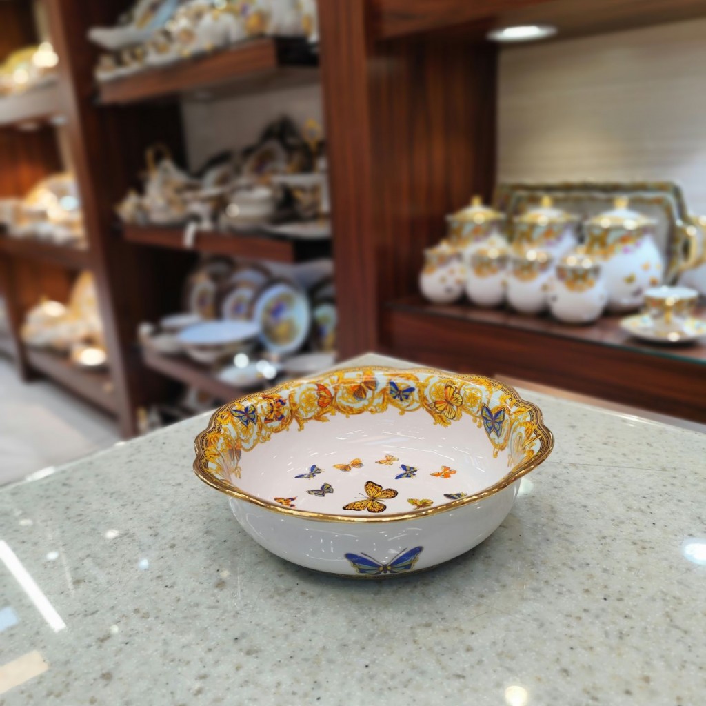 آجیل خوری دالبرداربدون پایه طرح پروانه فیروزه ای55503
