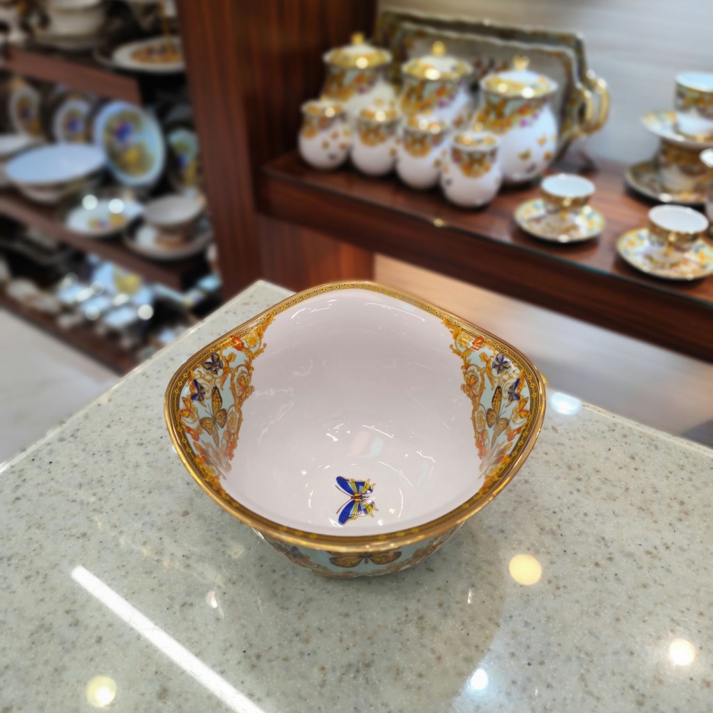 آجیل خوری بدون پایه ویولاطرح پروانه فیروزه ای55509