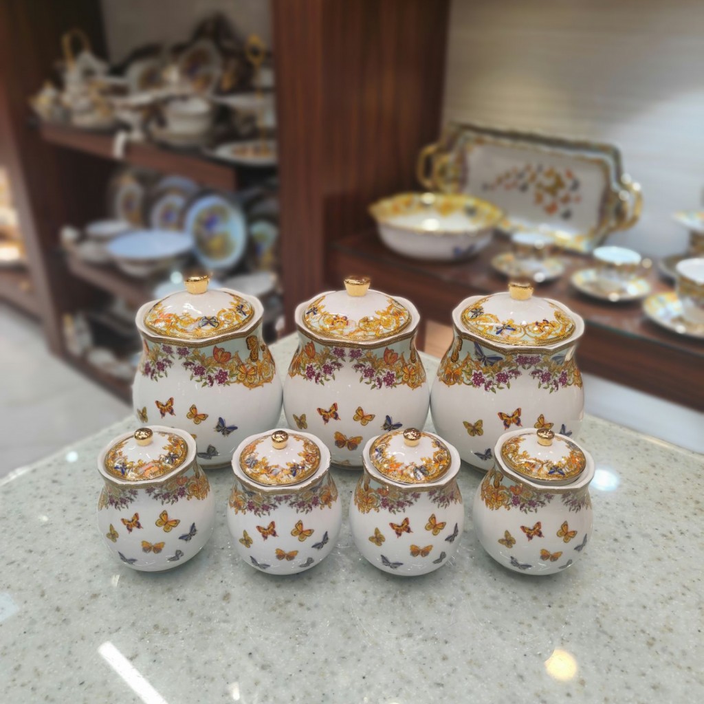 پاسماوری 7پارچه طرح پروانه فیروزه ای55536