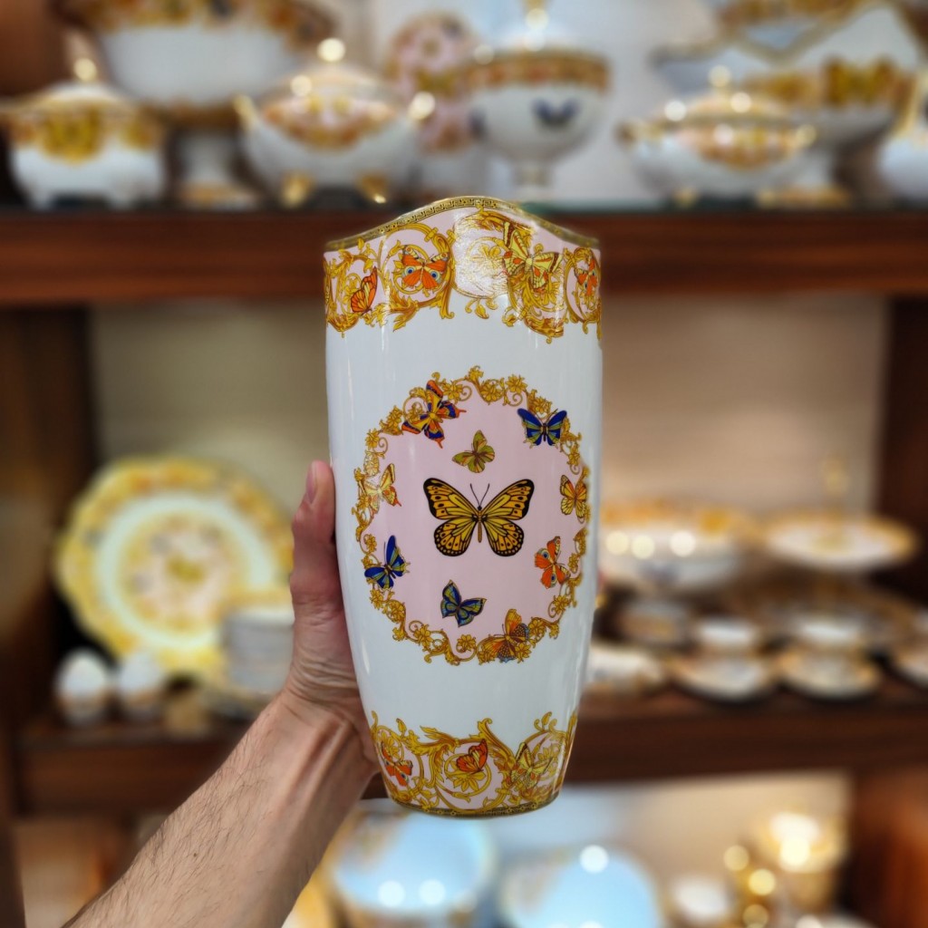 گلدان کوچک طرح پروانه صورتی