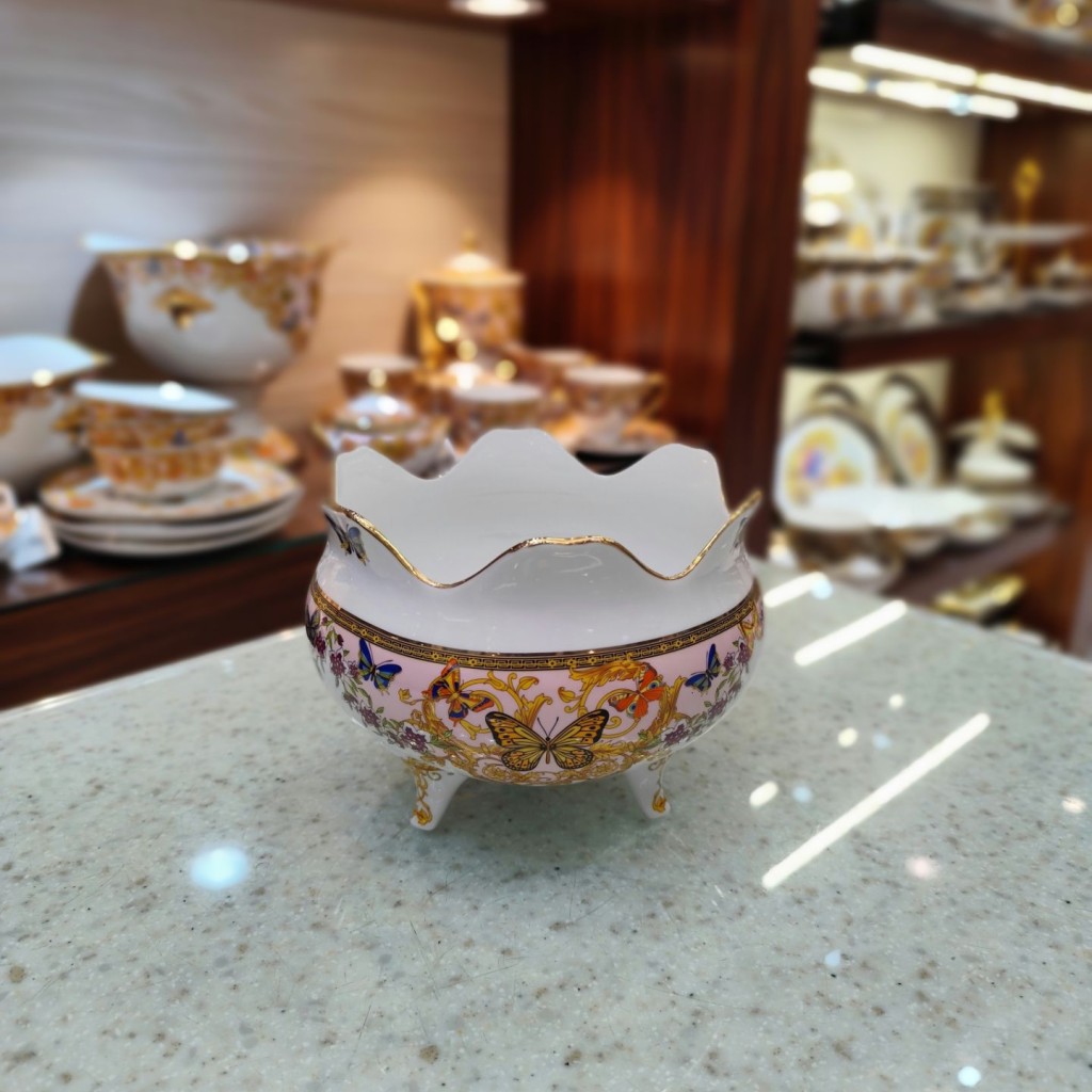 شکلات خوری 3 پایه سایز کوچک پروانه صورتی55317