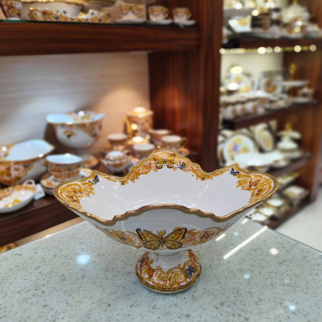 کشکول پایه دار سایز بزرگ طرح پروانه صورتی55320