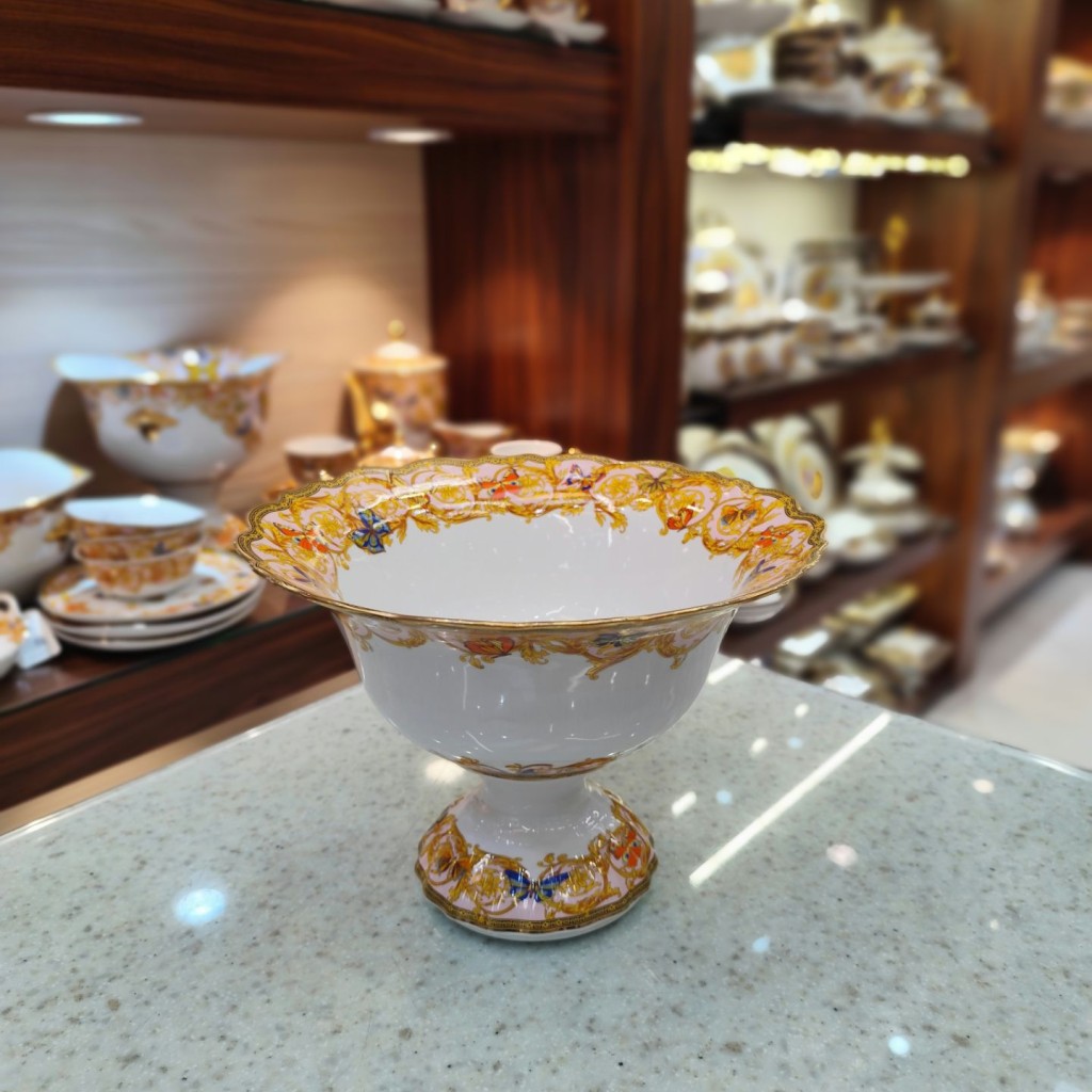 آجیل خوری گردپایه دارطرح پروانه صورتی55322