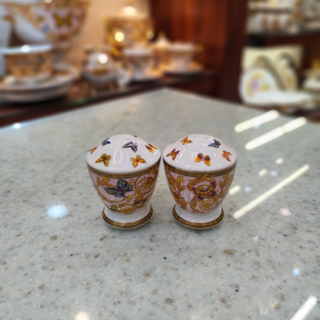 نمک پاش جفتی طرح پروانه صورتی55337