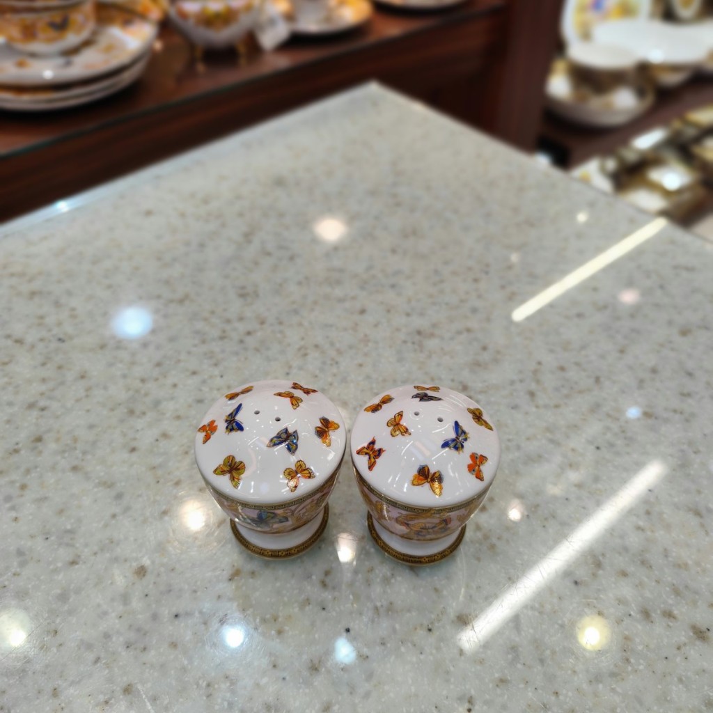 نمک پاش جفتی طرح پروانه صورتی55337