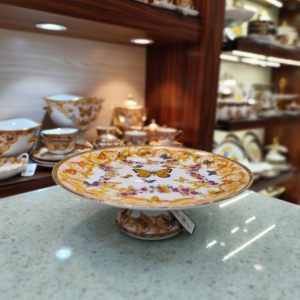 شیرینی خوری گردپایه دارطرح پروانه صورتی55338