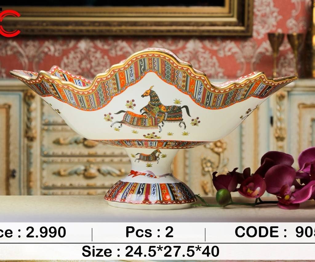 کشکول پایه دار بزرگ طرح هرمس9052