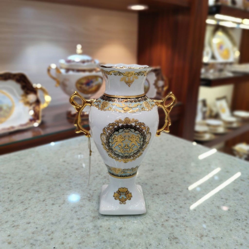 گلدان دسته دارکوچک طرح آنجل فیروزه ای7005