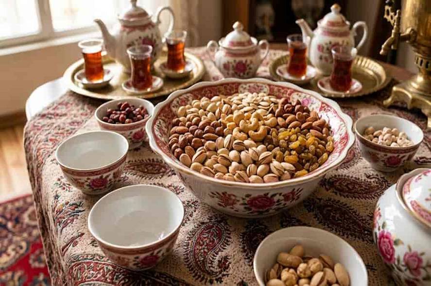 آجیل&zwnj;خوری و پیاله&zwnj;های چینی